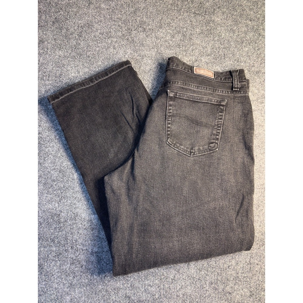 Lee Straight Leg Jeans Womens 16S Black Denim Relaxed Fit 5-Pocket White Tab